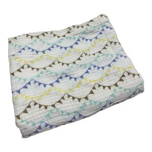 Patina Vie Baby Muslin Blanket Bunting Flags Banners Yellow Brown Blue